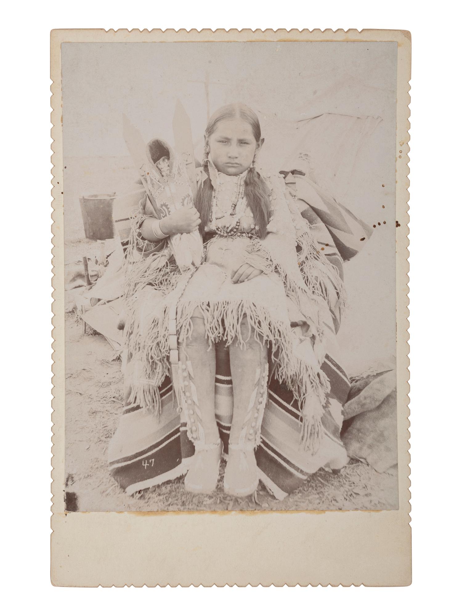 [NATIVE AMERICANS] 3 cabinet cards of Kiowa women & children likely taken by IRWIN, Chickashaw, O.T.