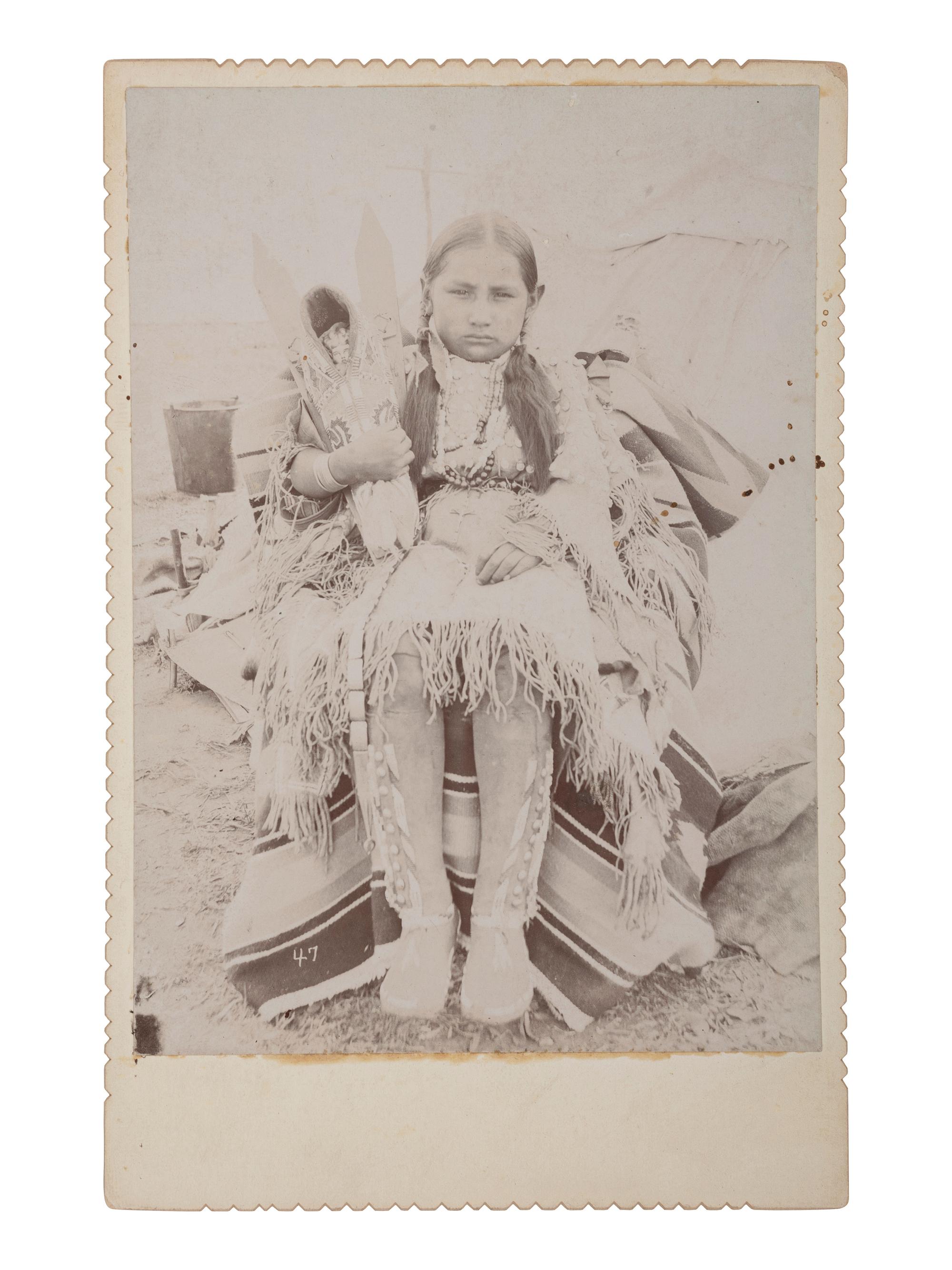 [NATIVE AMERICANS] 3 cabinet cards of Kiowa women & children likely taken by IRWIN, Chickashaw, O.T.