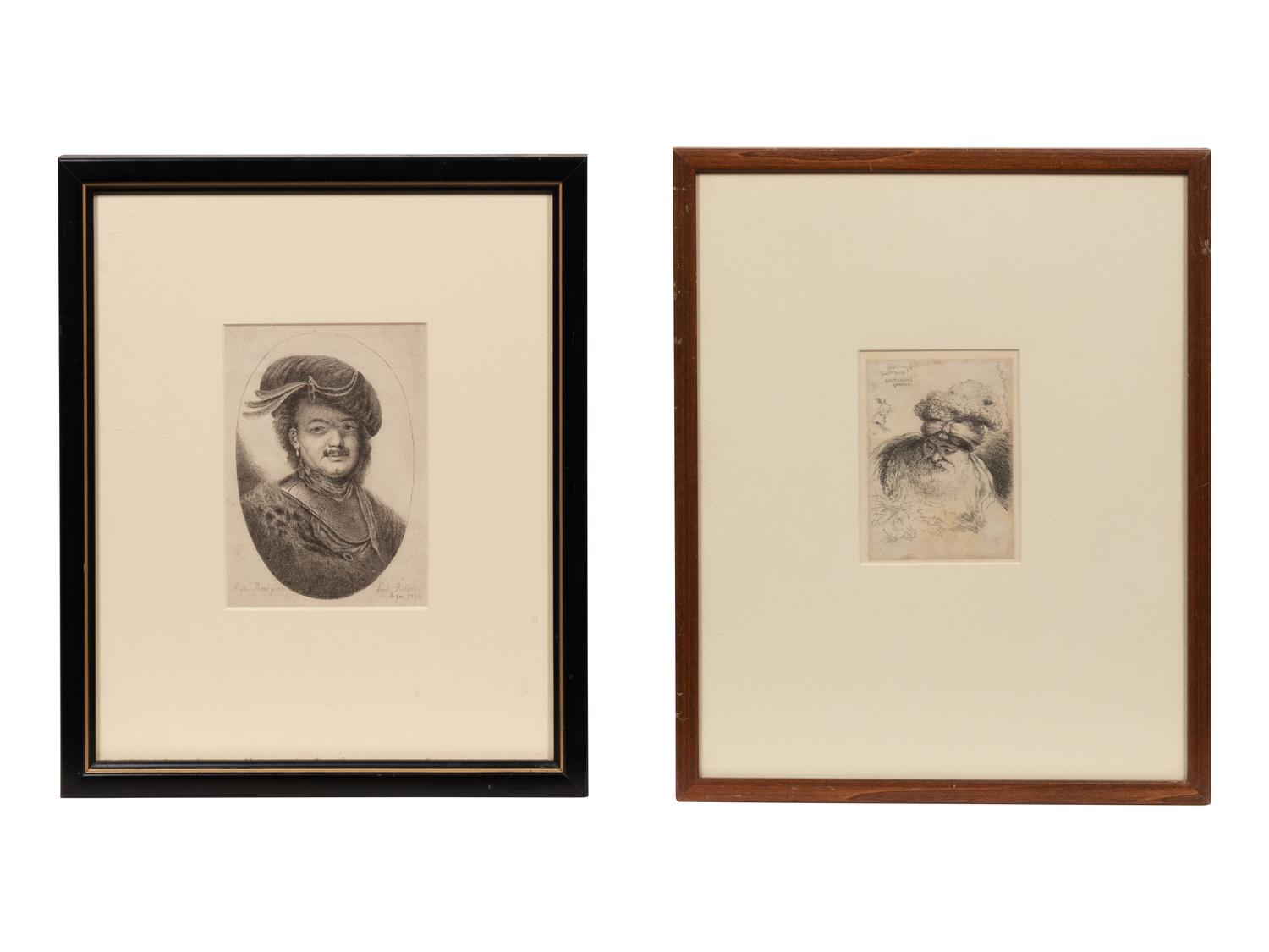 A pair of engraved portraits (by Giovanni Benedetto Castiglione and an unknown artist)