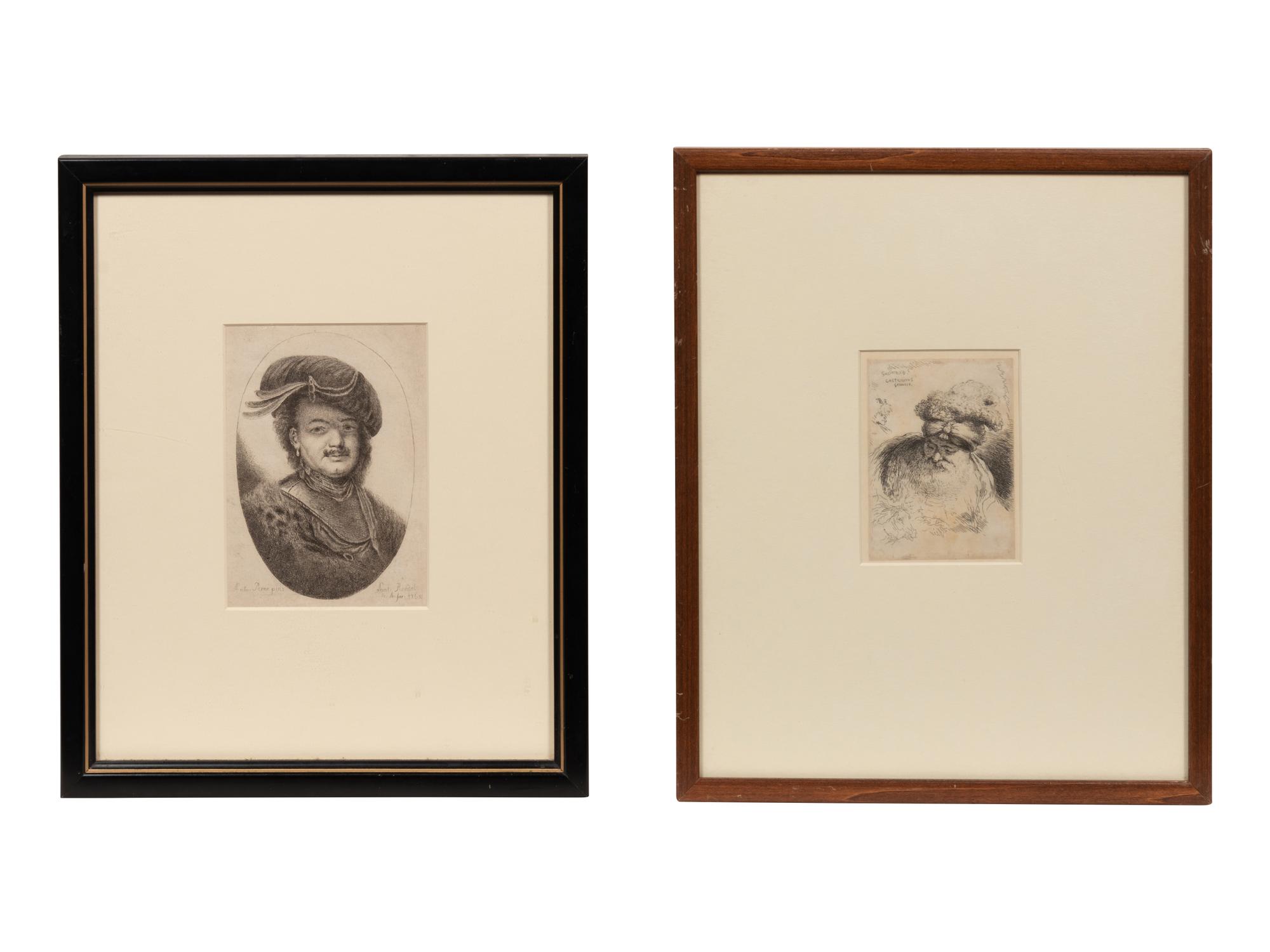A pair of engraved portraits (by Giovanni Benedetto Castiglione and an unknown artist)