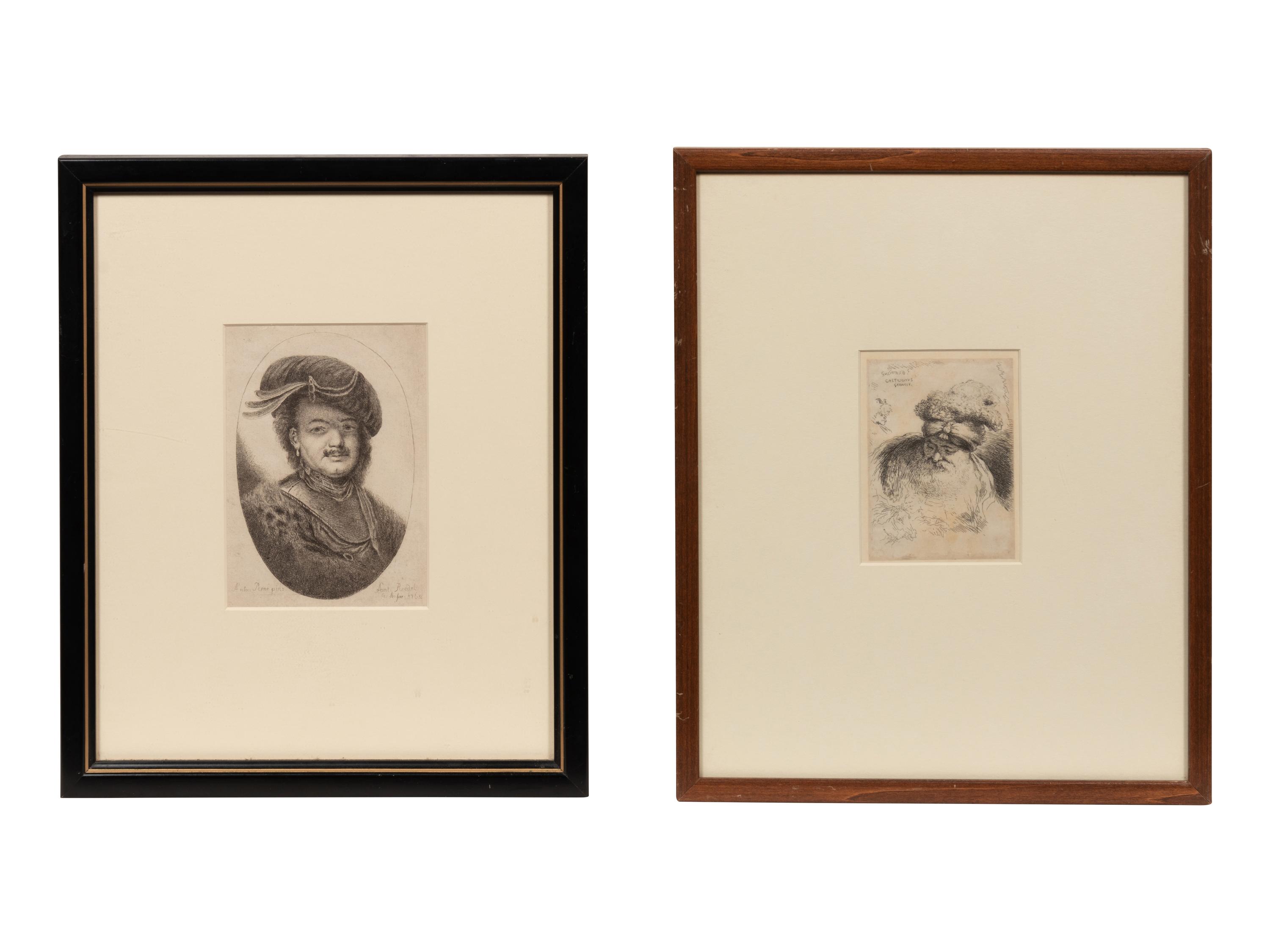 A pair of engraved portraits (by Giovanni Benedetto Castiglione and an unknown artist)