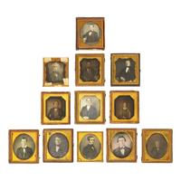 [Early Photography] Group of 34 Sixth Plate Daguerreotypes of Men and Women