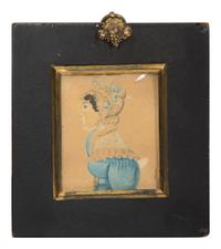A Group of Two Portrait Miniatures and Two Silhouette Pictures