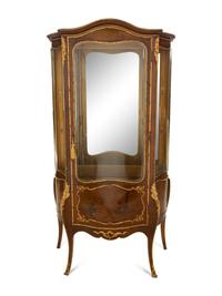 A Louis XV Style Gilt Bronze Mounted Vernis Martin Decorated Vitrine Cabinet