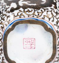A Pair of Canton Enamel on Copper Square Wine Cups