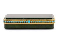 A Tiffany & Co. Carved Nephrite, Yellow-Gold and Turquoise Mounted Snuff Box