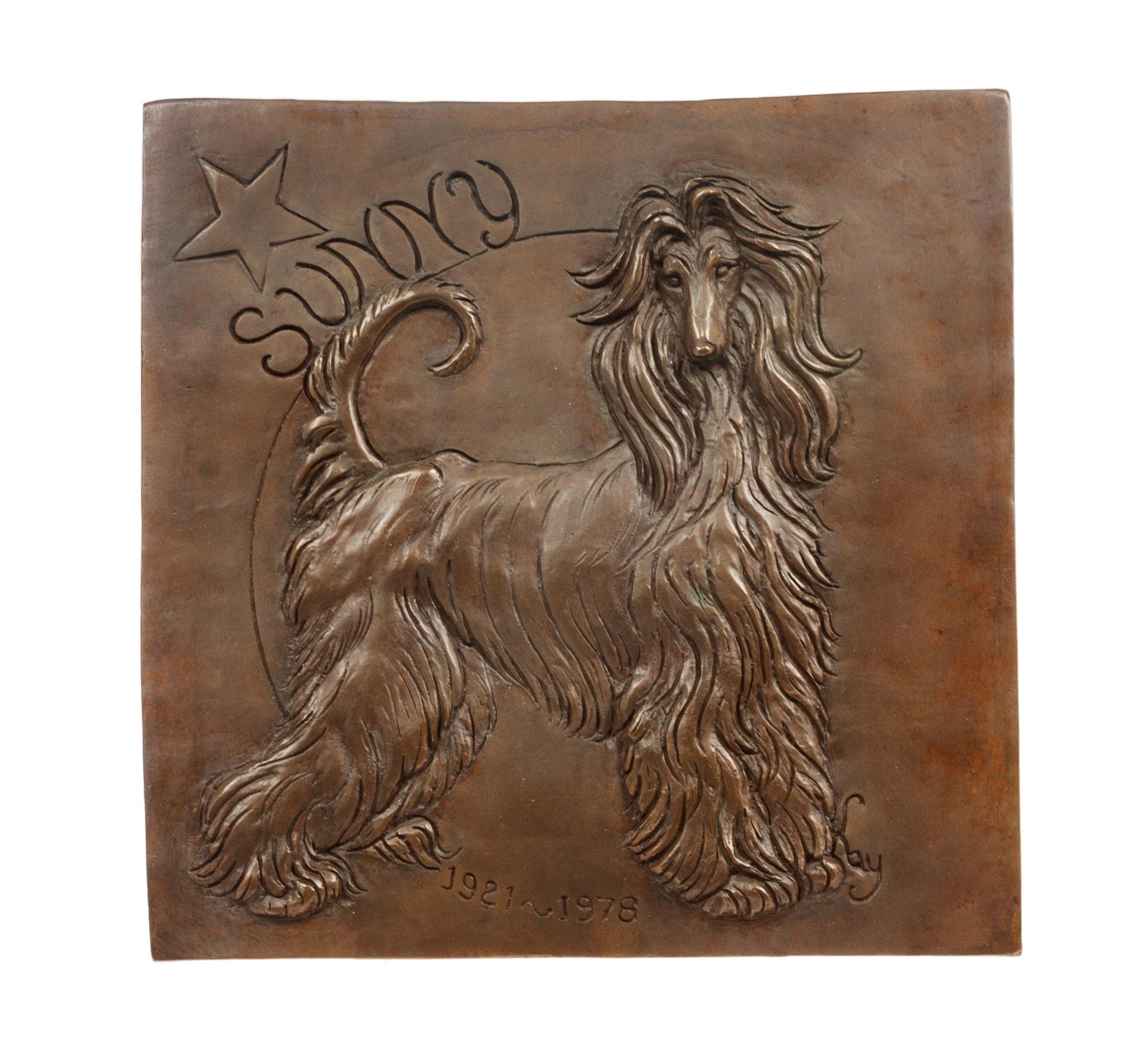 An Afghan Hound Bronze Plaque 8 1/4 x 8 1/4 inches.
