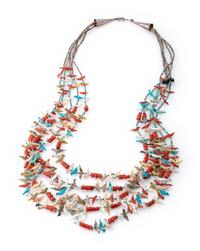 Zuni Multi-Strand Bird and Bear Fetish Necklace