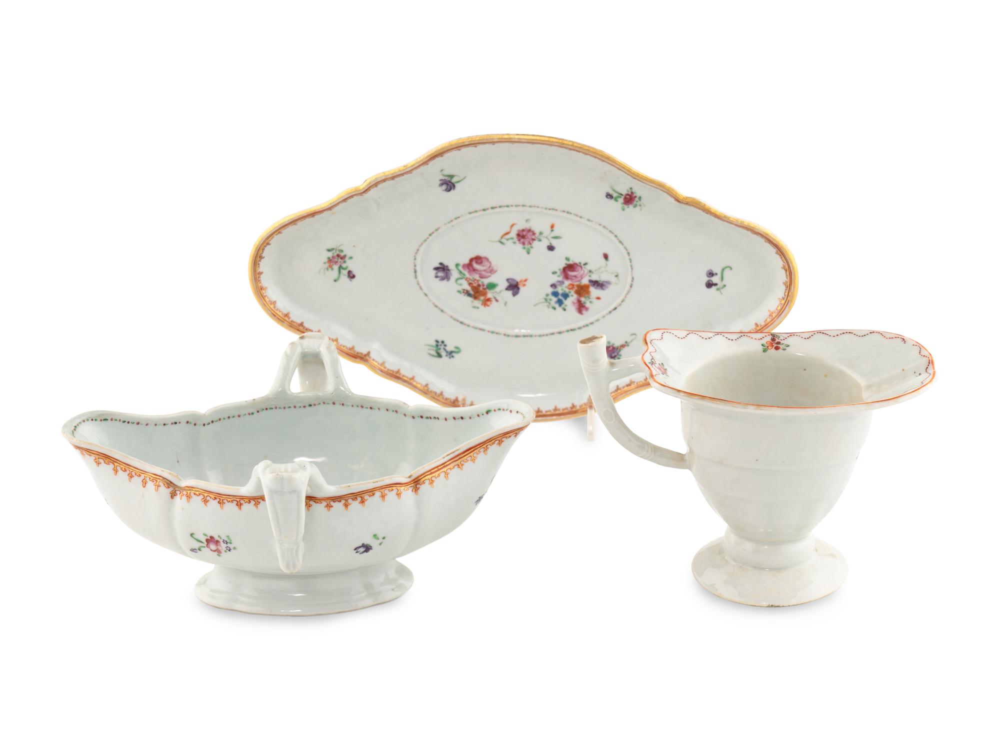 Two Chinese Export Porcelain Sauce Boats