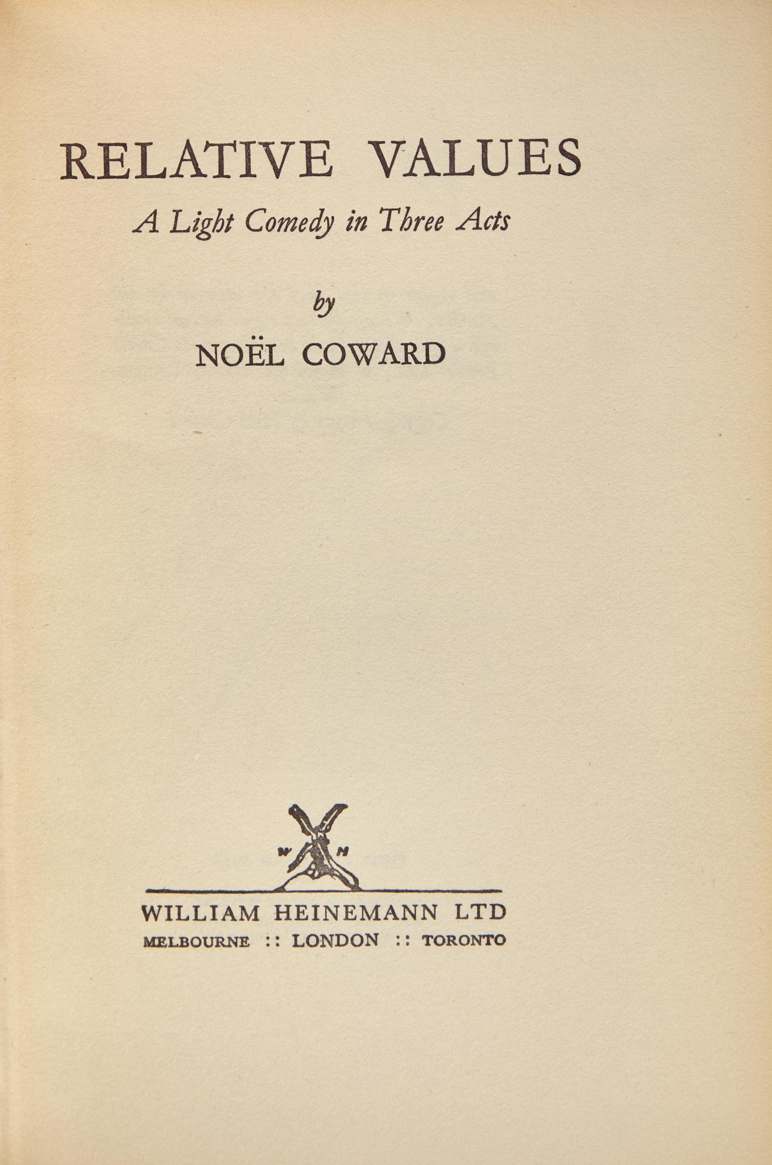 [COWARD, Noel (1899-1973)]. A group of 3 items from the collection of Coward's biographer, Cole Lesley, comprising: