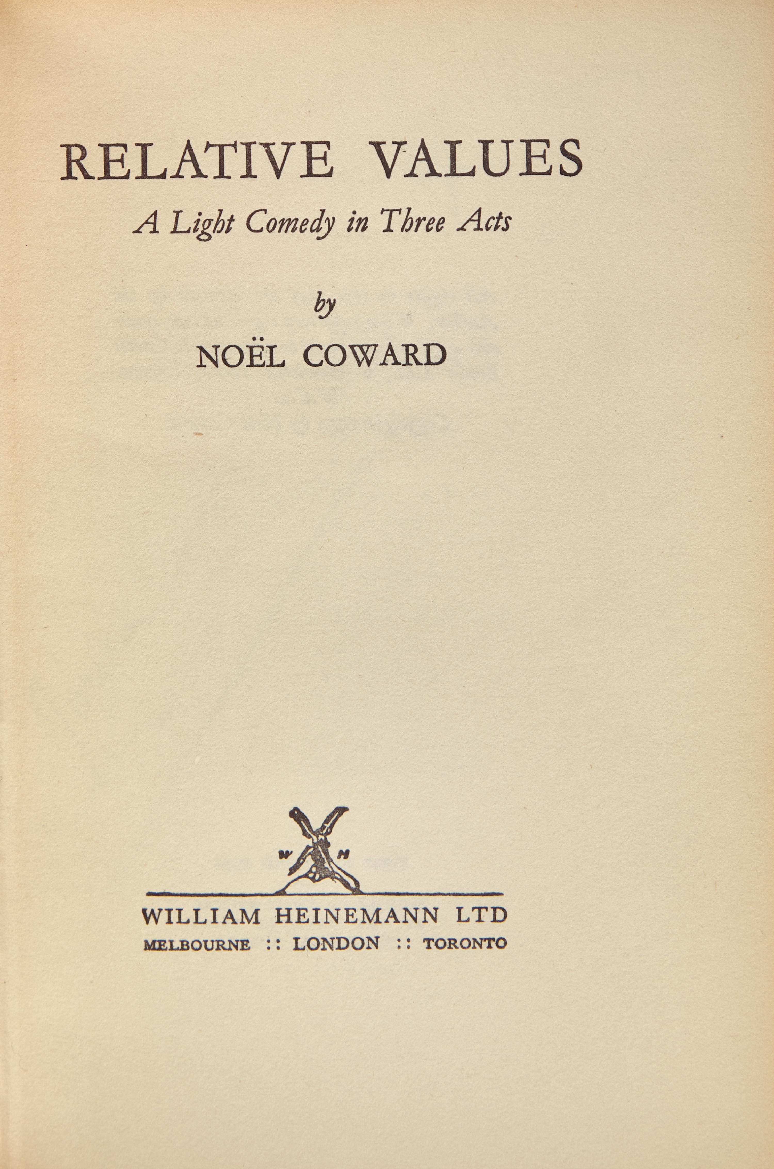 [COWARD, Noel (1899-1973)]. A group of 3 items from the collection of Coward's biographer, Cole Lesley, comprising: