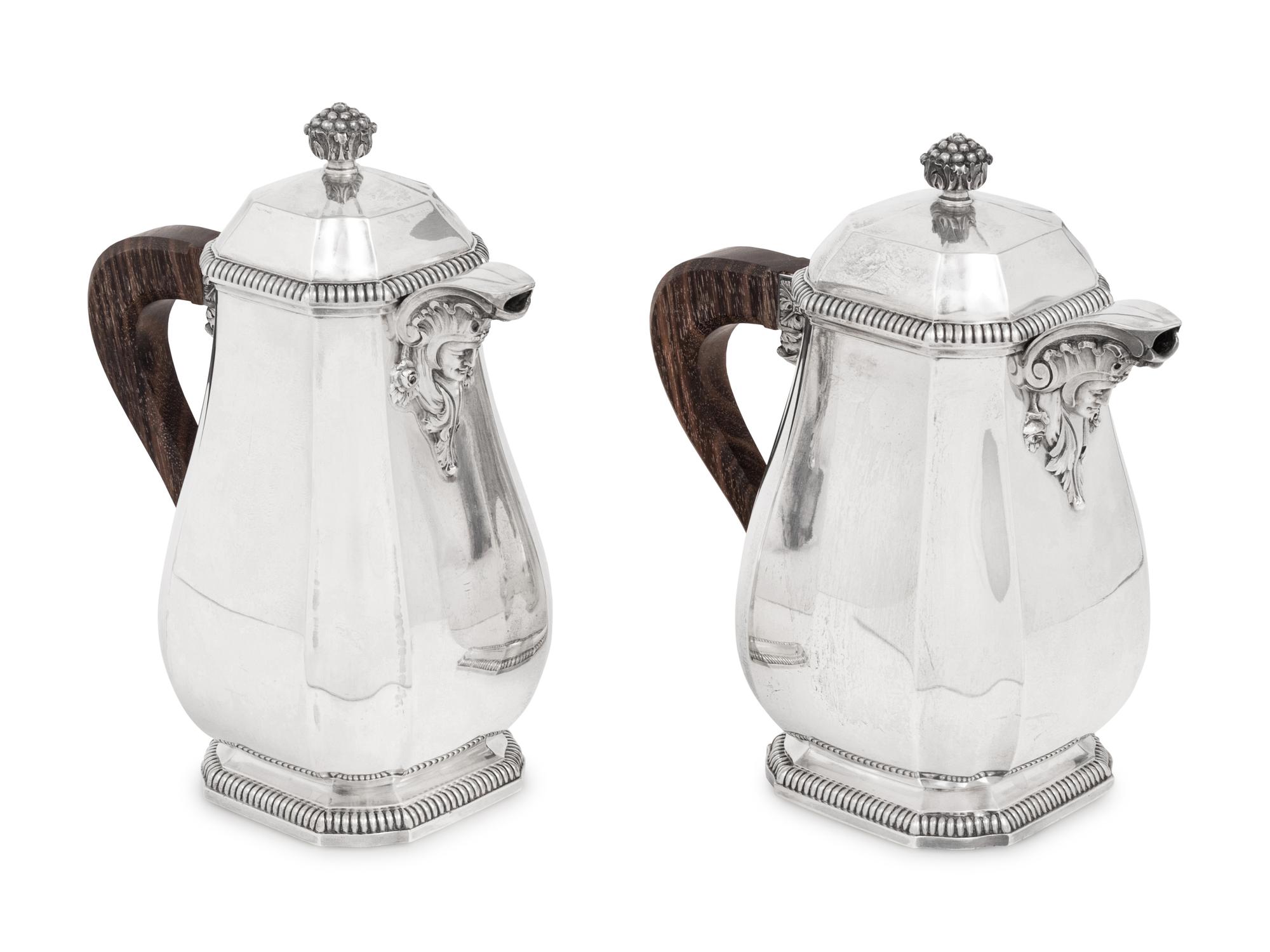 A Near Pair of French Silver Coffee Pots