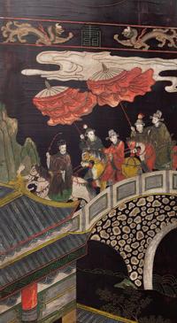 A Chinese Export Laquer Twelve-Panel Screen