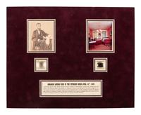 [LINCOLN, Abraham (1809-1865)]. Lincoln relics incl. strands of hair, wallpaper, and wood fragments.