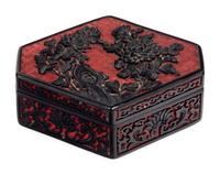 Four Chinese Carved Red Lacquer Articles