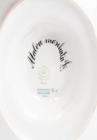 A Royal Copenhagen Flora Danica Porcelain Sauce Boat and Fixed Stand