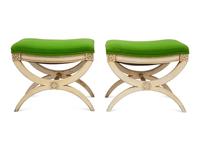 A Pair of Louis XVI Style Cream-Painted Curule Stools