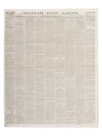 [CIVIL WAR]. Cincinnati Daily Gazette . 318 issues in 2 bound volumes. [ With :] Springfield Weekly Republic . 122 issues. Springfield, OH, 1864-1865. and Lancaster Gazette . 95 issues. Lancaster, OH, 1866-1867.