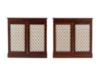A Pair of Russian Brass Mounted Rosewood Chiffoniers