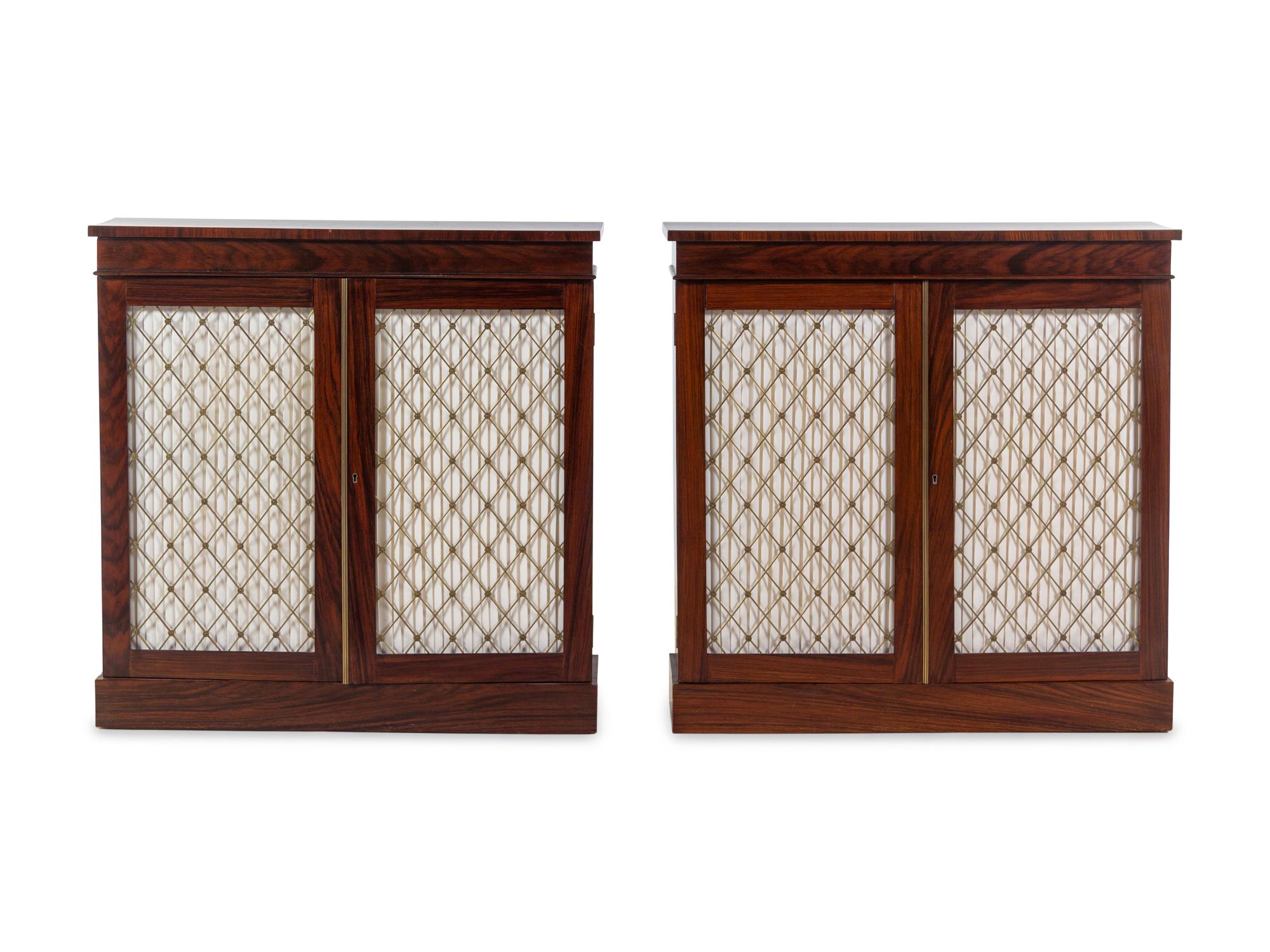 A Pair of Russian Brass Mounted Rosewood Chiffoniers