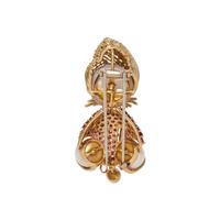 FRENCH, CULTURED MABE PEARL, RUBY AND DIAMOND SULTAN BROOCH
