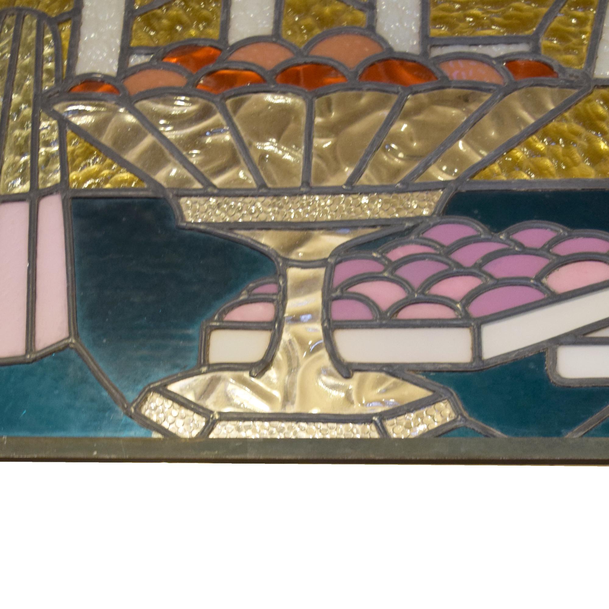 A "Glacier" Stained Glass Window 59" W x .5" D x31.5" H — France, 20th Century