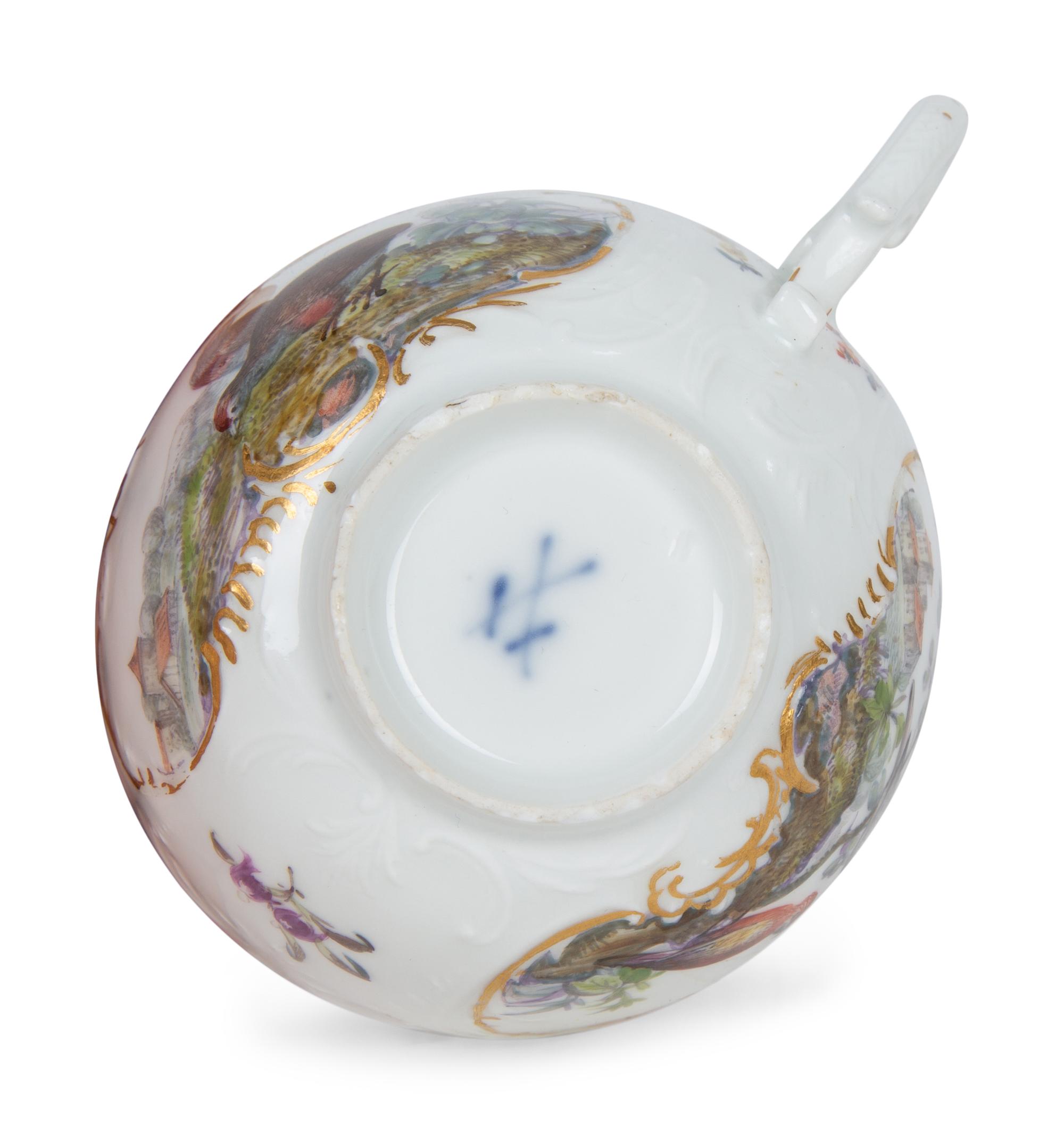 Five Meissen Porcelain Teacups and Saucers — PRIMARILY 19TH CENTURY