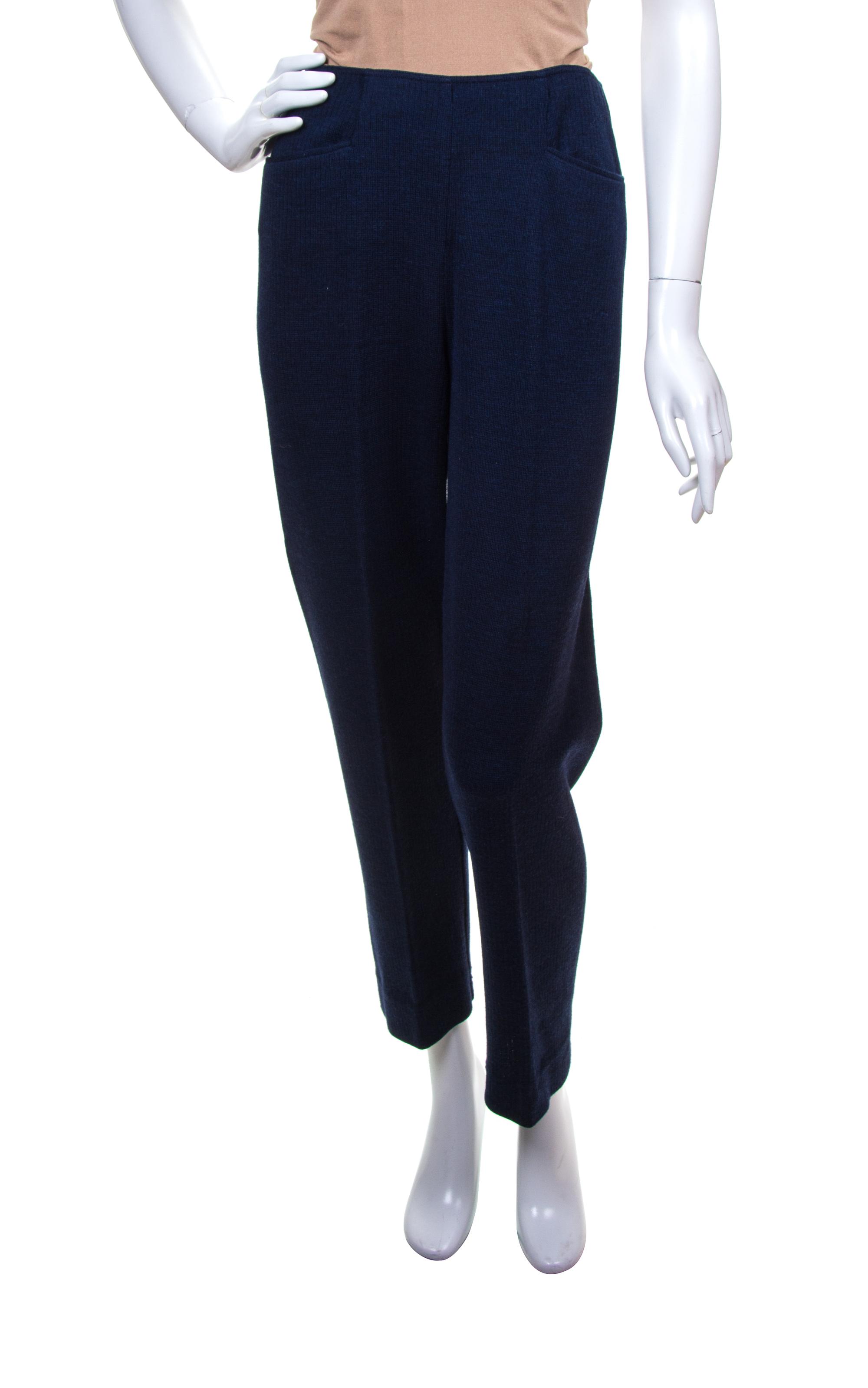 A Missoni Navy Wool Ribbed Pant, Size 42.