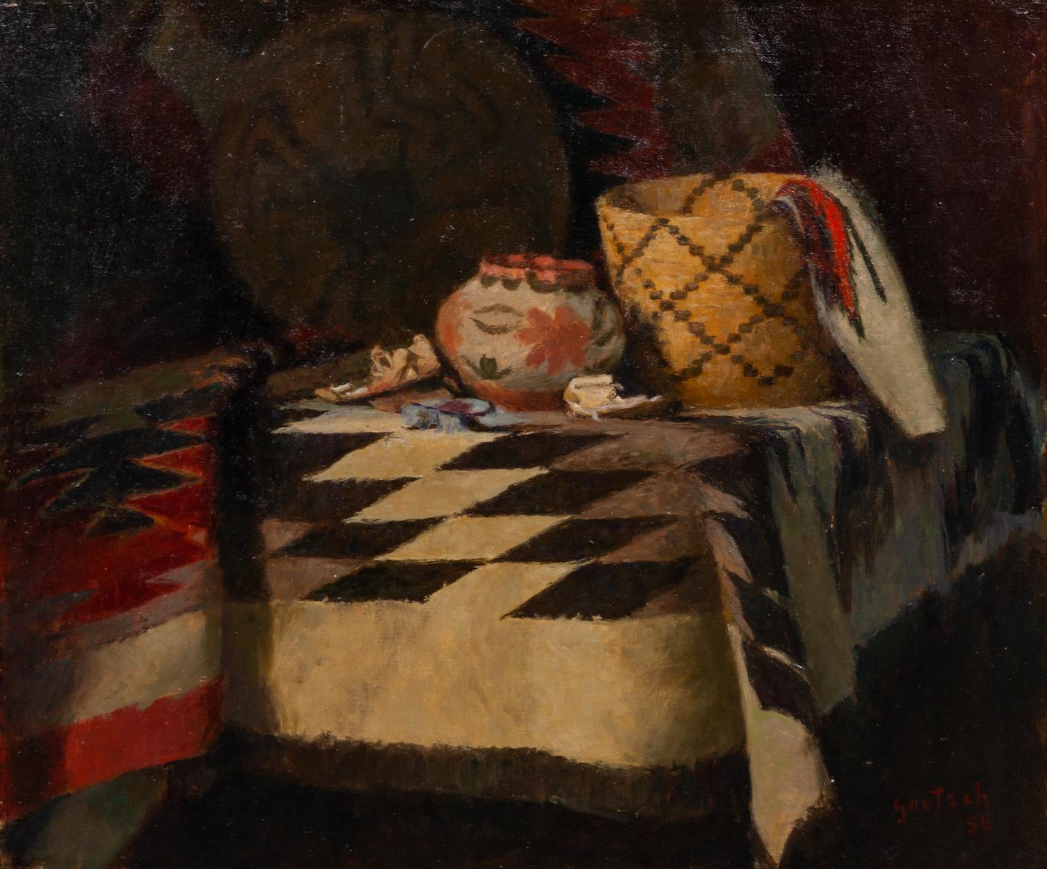Gustav Goetsch, (American, 1877-1969), Indian Blanket, 1956