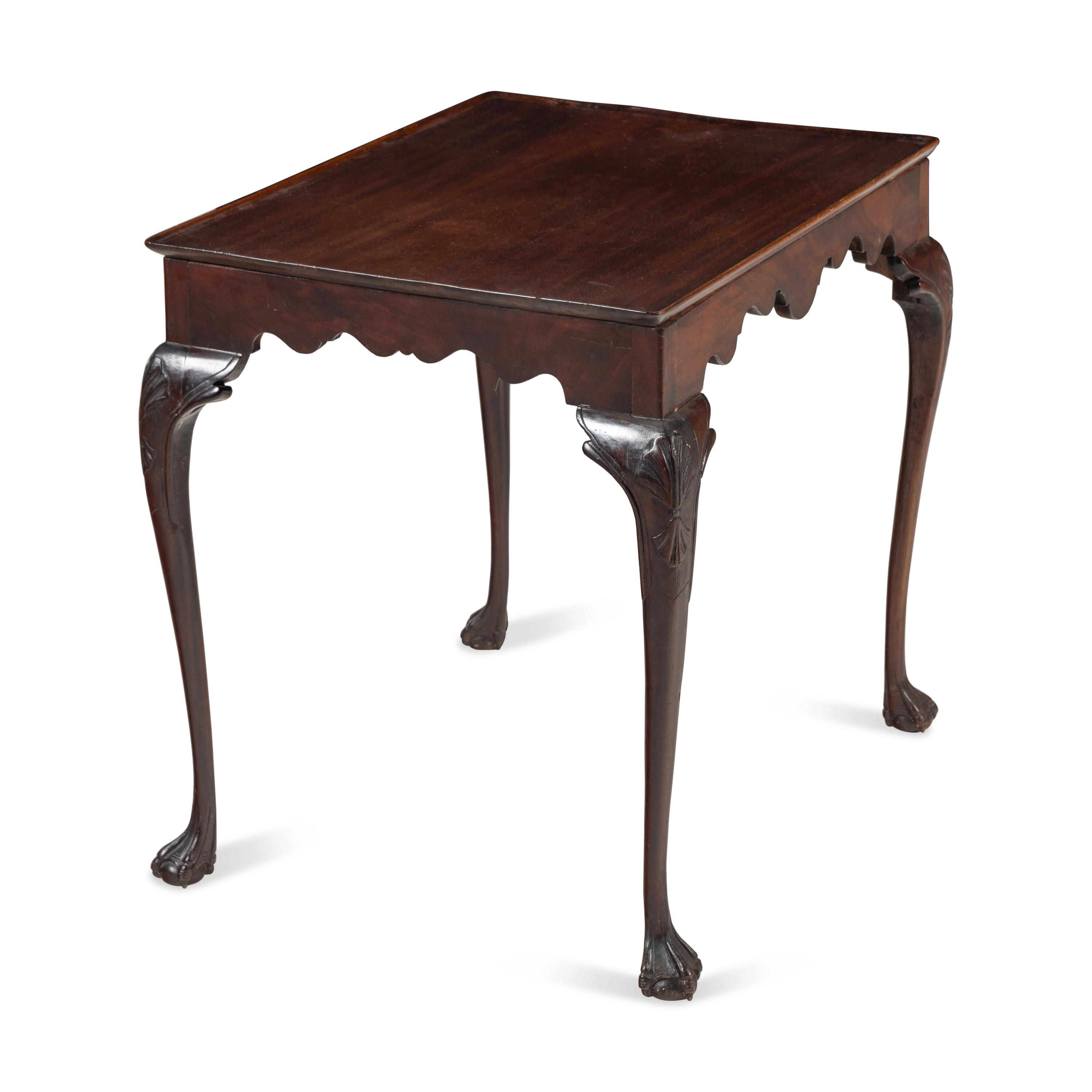 A George II Walnut and Mahogany Tea Table