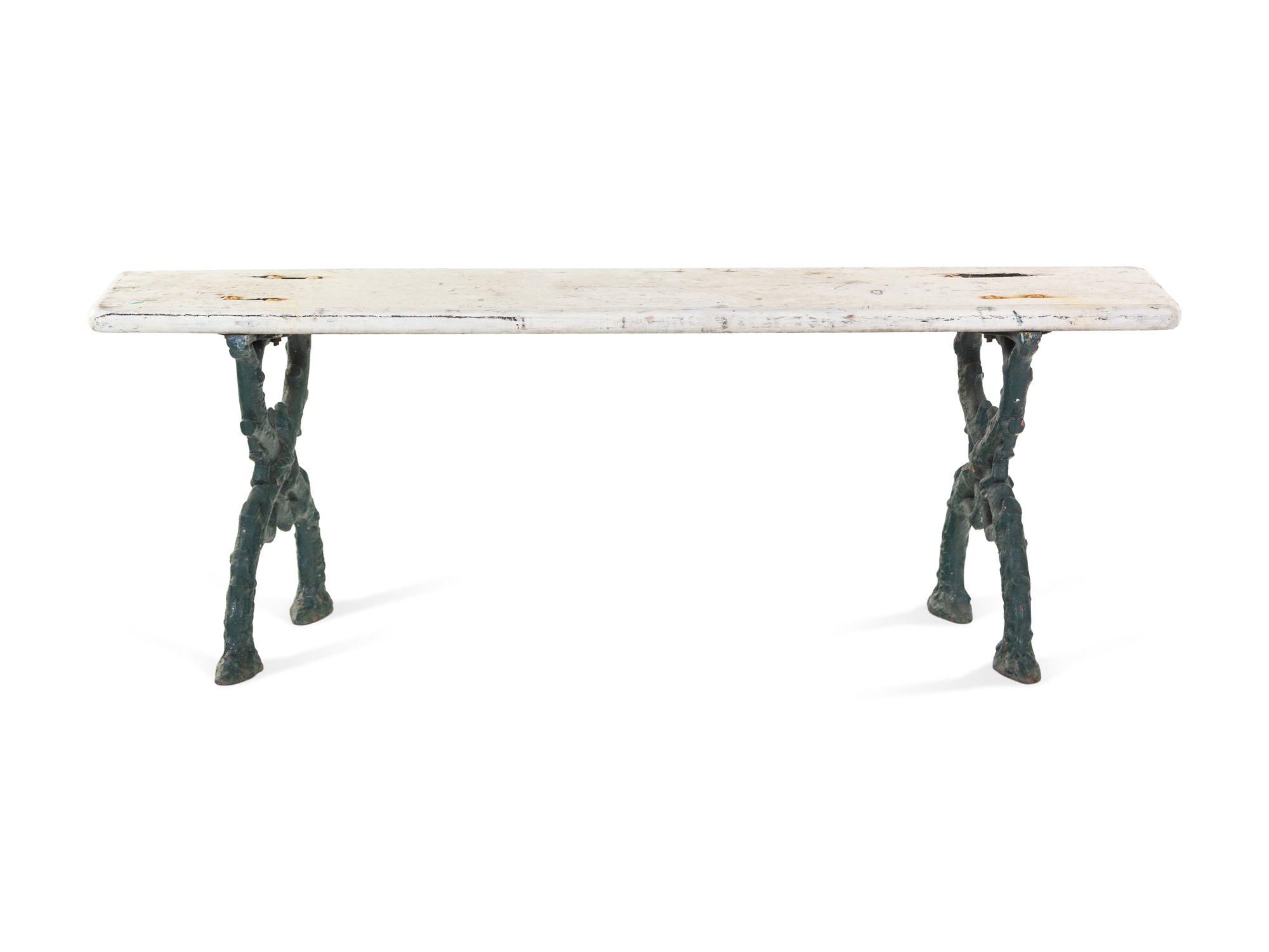 A Victorian Iron and Painted Wood Garden Bench