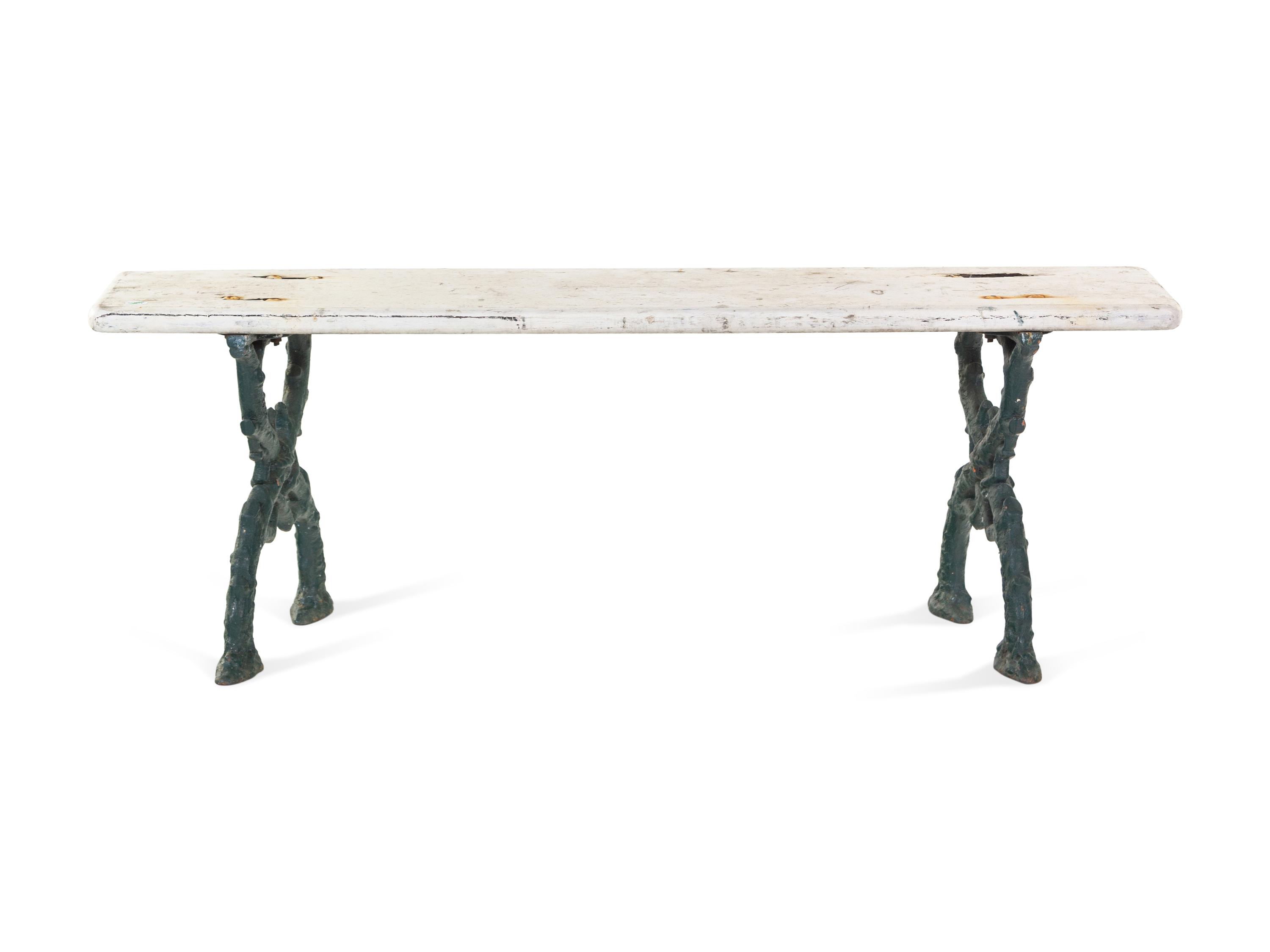 A Victorian Iron and Painted Wood Garden Bench