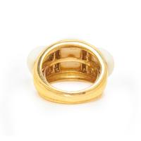 YELLOW GOLD, WHITE CORAL, AND DIAMOND RING