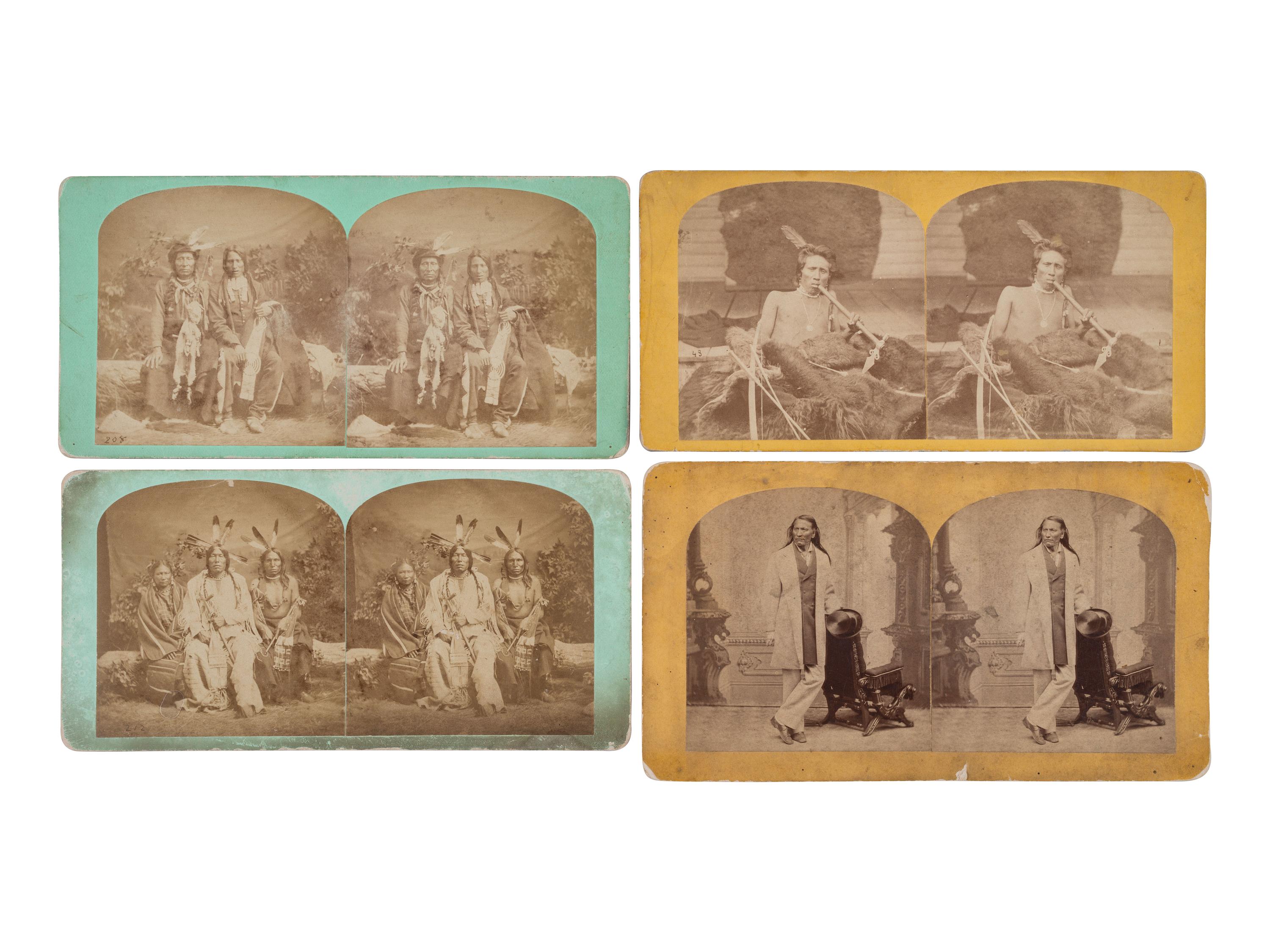 A group of 8 stereoviews of Plains Indians, incl. images by HAMILTON & HOYT, Sioux City, Iowa, ca 1870s.