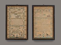 A Pair of Needlework Embroidered Schoolgirls' Samplers, Wrought by the Kettell Sisters, Sukey and Esther