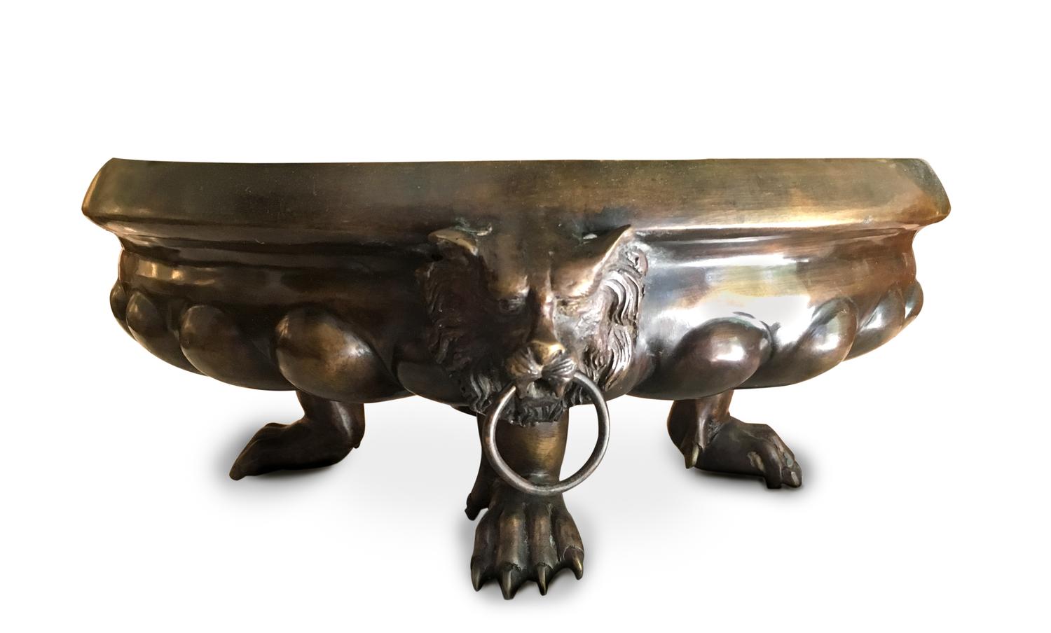 A Continental Patinated-Metal Jardiniere Height 7 x diameter 16 inches. — 20TH CENTURY