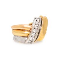 TRICOLOR GOLD AND DIAMOND RING