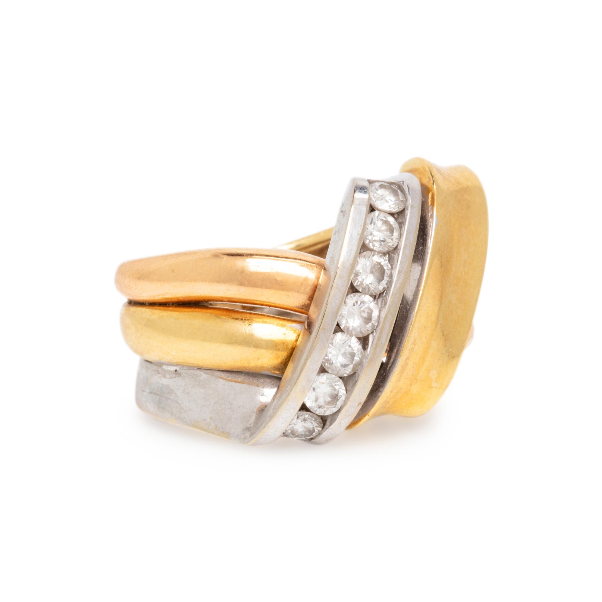 TRICOLOR GOLD AND DIAMOND RING