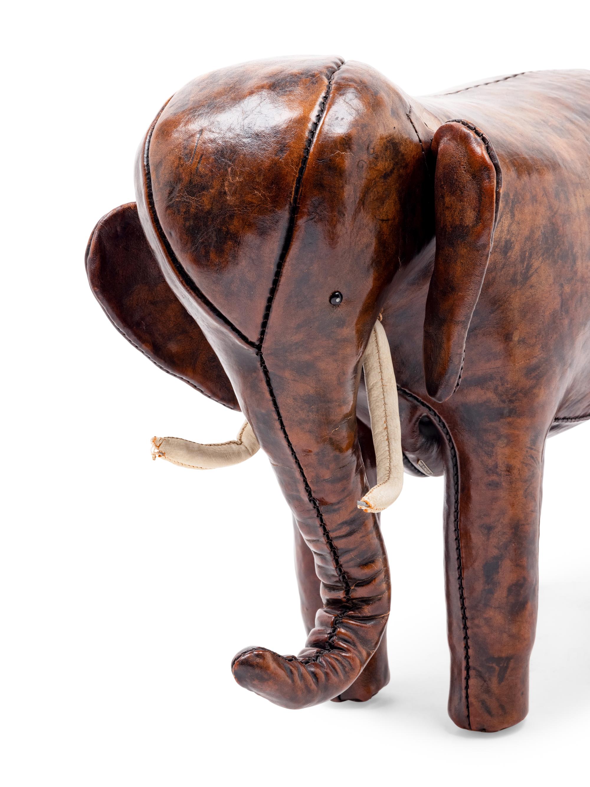 An Omersa and Company Leather Elephant Footstool