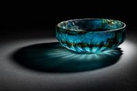 A Roman Blue Glass Ribbed Bowl
