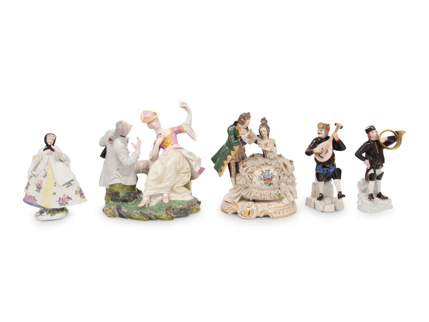 A Group of Five German Porcelain Figures