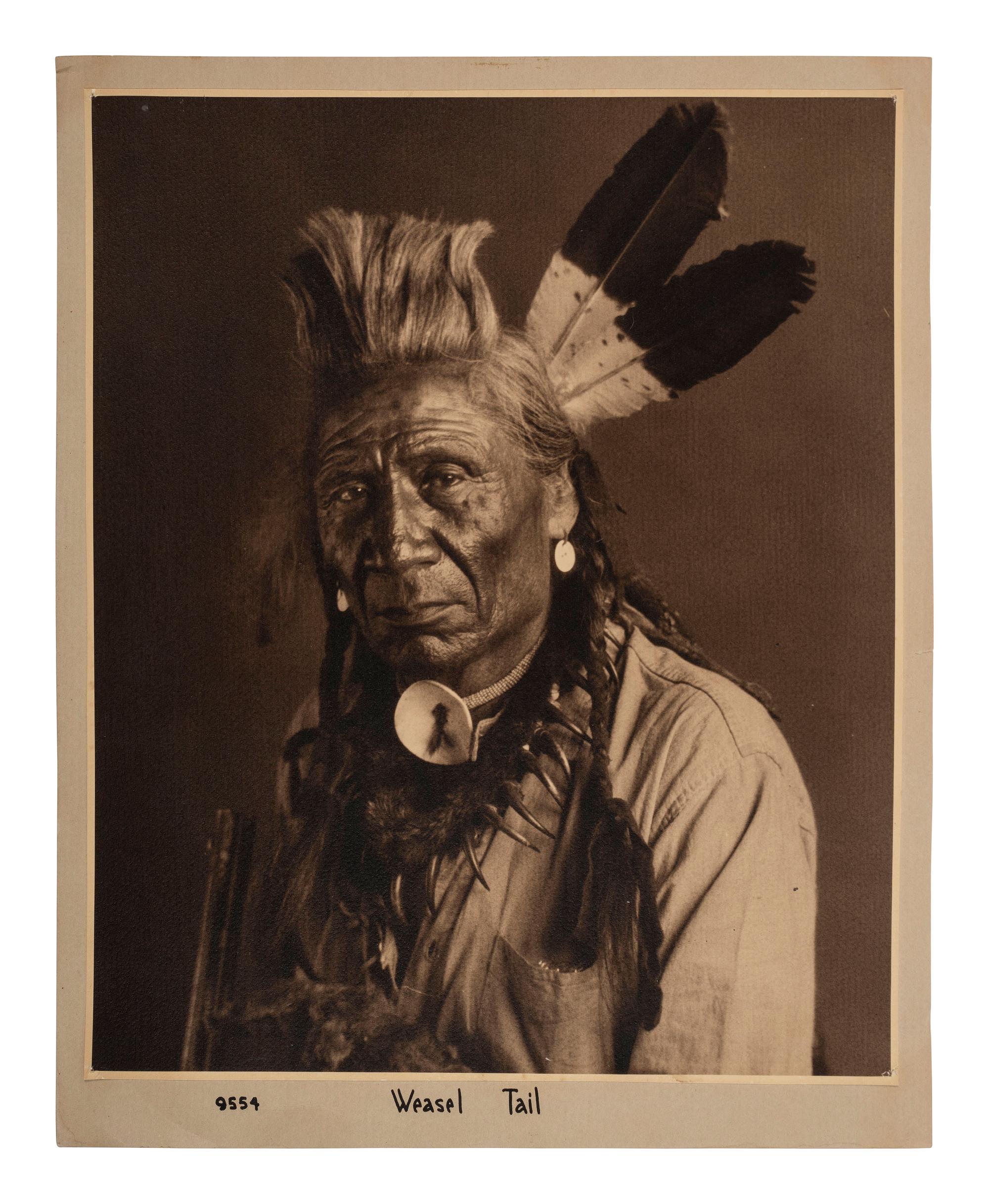 [NATIVE AMERICANS]. HILEMAN, Tomar J. (1882-1945), photographer. Weasel Tail . [Kalispell, Montana, ca 1911]. Photograph originally displayed at Hileman's studio.