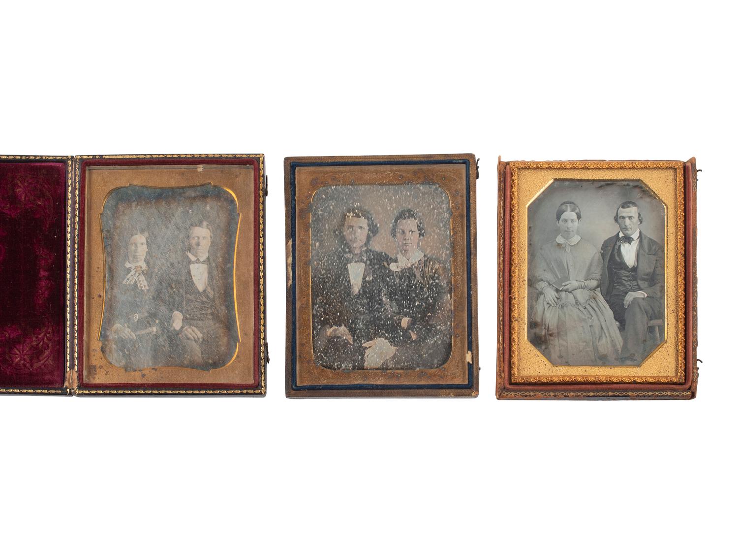 [EARLY PHOTOGRAPHY]. 27 quarter plate daguerreotypes of couples.
