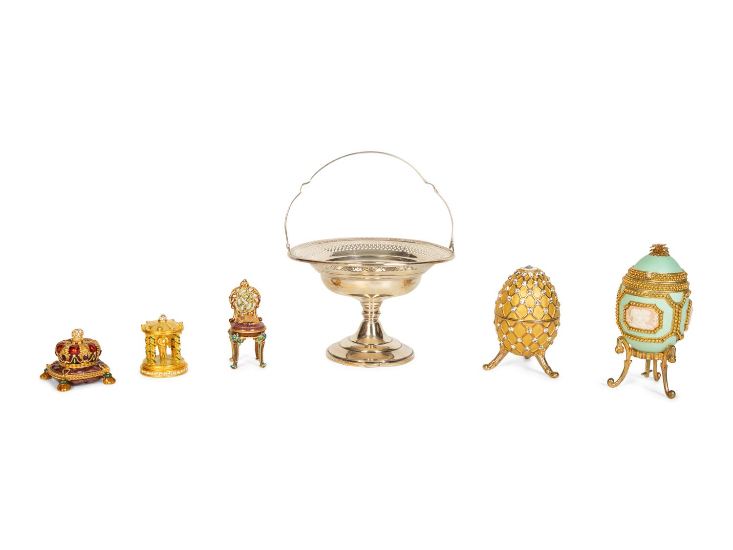 A Group of Decorative Gilt Metal and Enamel Articles