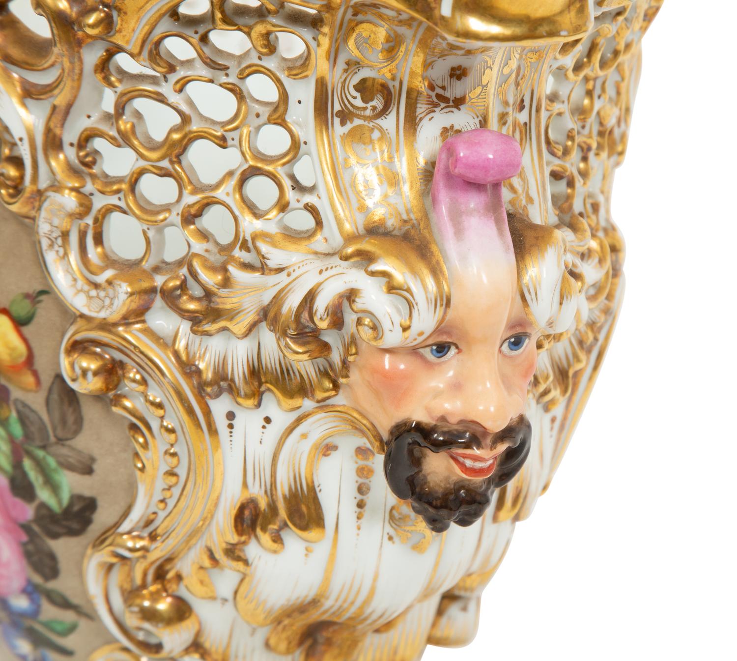 A Continental Pierced Porcelain Vase