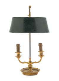 An Empire Style Gilt Bronze Two-Light Bouillotte Lamp Height 19 inches. — 19TH CENTURY