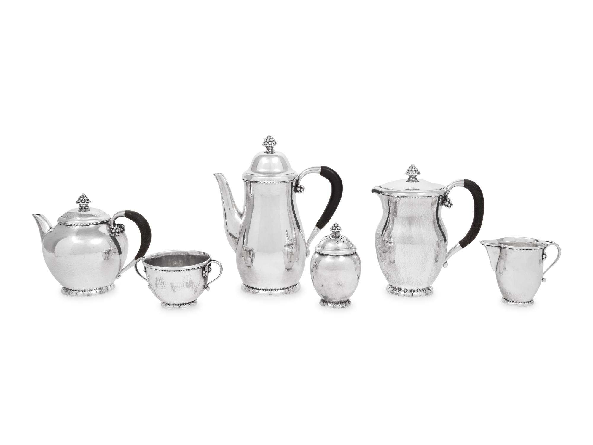 A Georg Jensen Silver Six-Piece Tea and Coffee Service