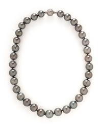 TAHITIAN CULTURED PEARL AND DIAMOND NECKLACE