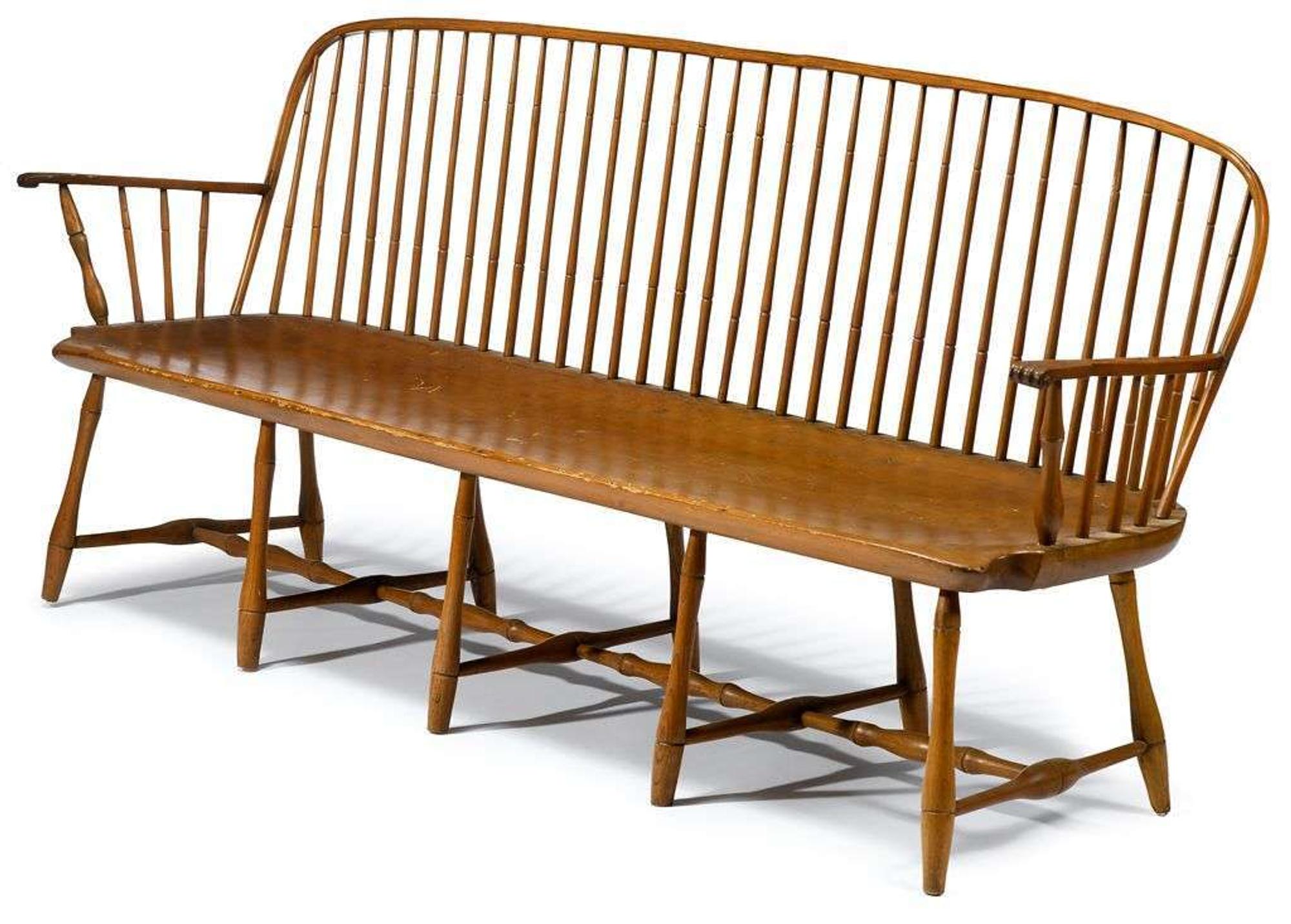 Bamboo-turned Windsor bench circa 1800