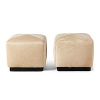 A Pair of Contemporary Haircalf Upholstered Stools